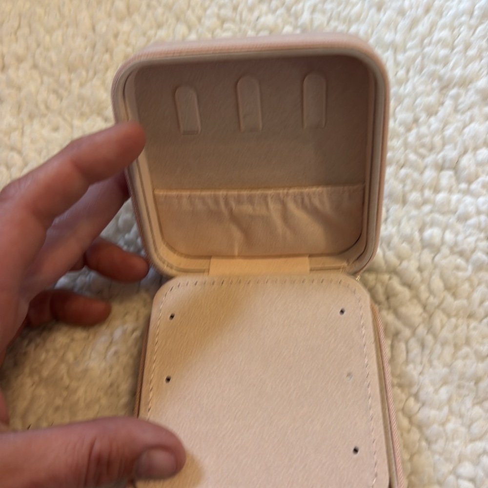 Elegant pink Cream Jewelry Box with different compartments